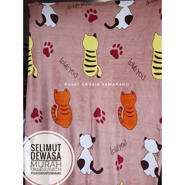 Selimut Dewasa Murah MORIA Abstrak Leaf Polkadot Flower Bvrbery Reindeer Could Moon Star Awan Rusa-Brown Cat