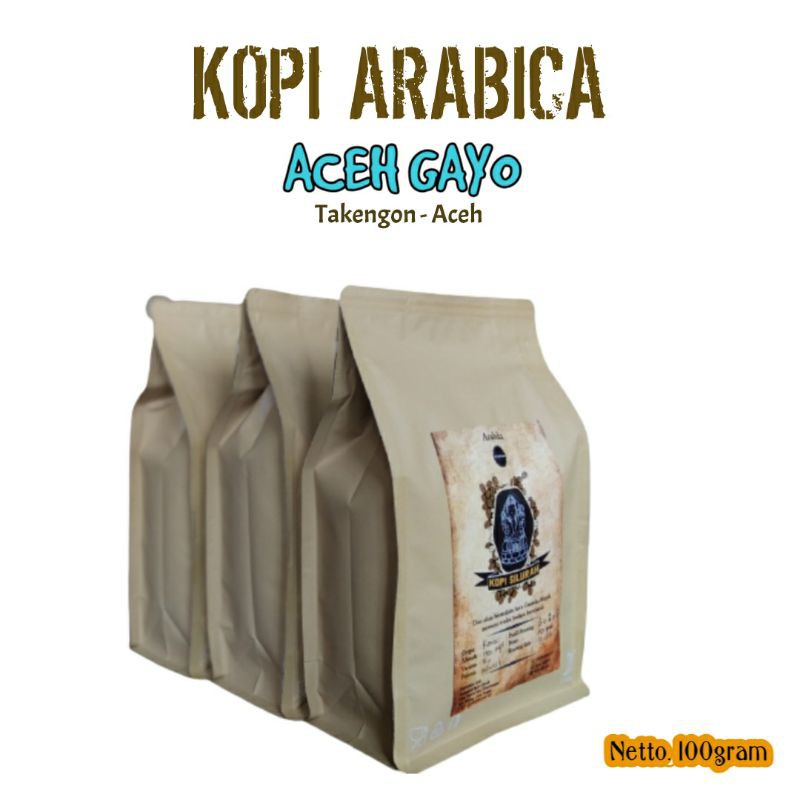 

Kopi Arabica Aceh Gayo 100 gr Semiwash Bubuk/Biji Utuh Arabika Premium Kemasan Standing Pouch