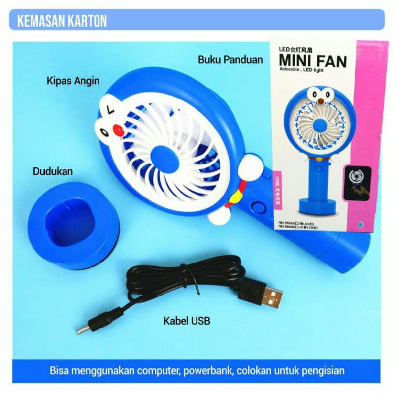 Kipas angin mini Fan portable Kipas SX-109 disertai Lampu dan pengisian daya Kipas Angin mini Fan