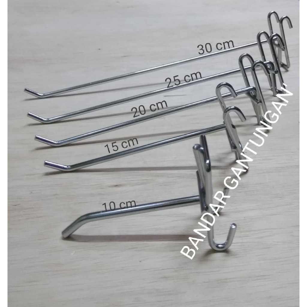 Cantelam Ram STANDAR Stik Hook Single Hook Ram 10 Cm 15 Cm 20 Cm 25 Cm  30 Cm Display Besi Gantungan Aksesoris / Cantelan Ram Besi Croom 3mm - BH