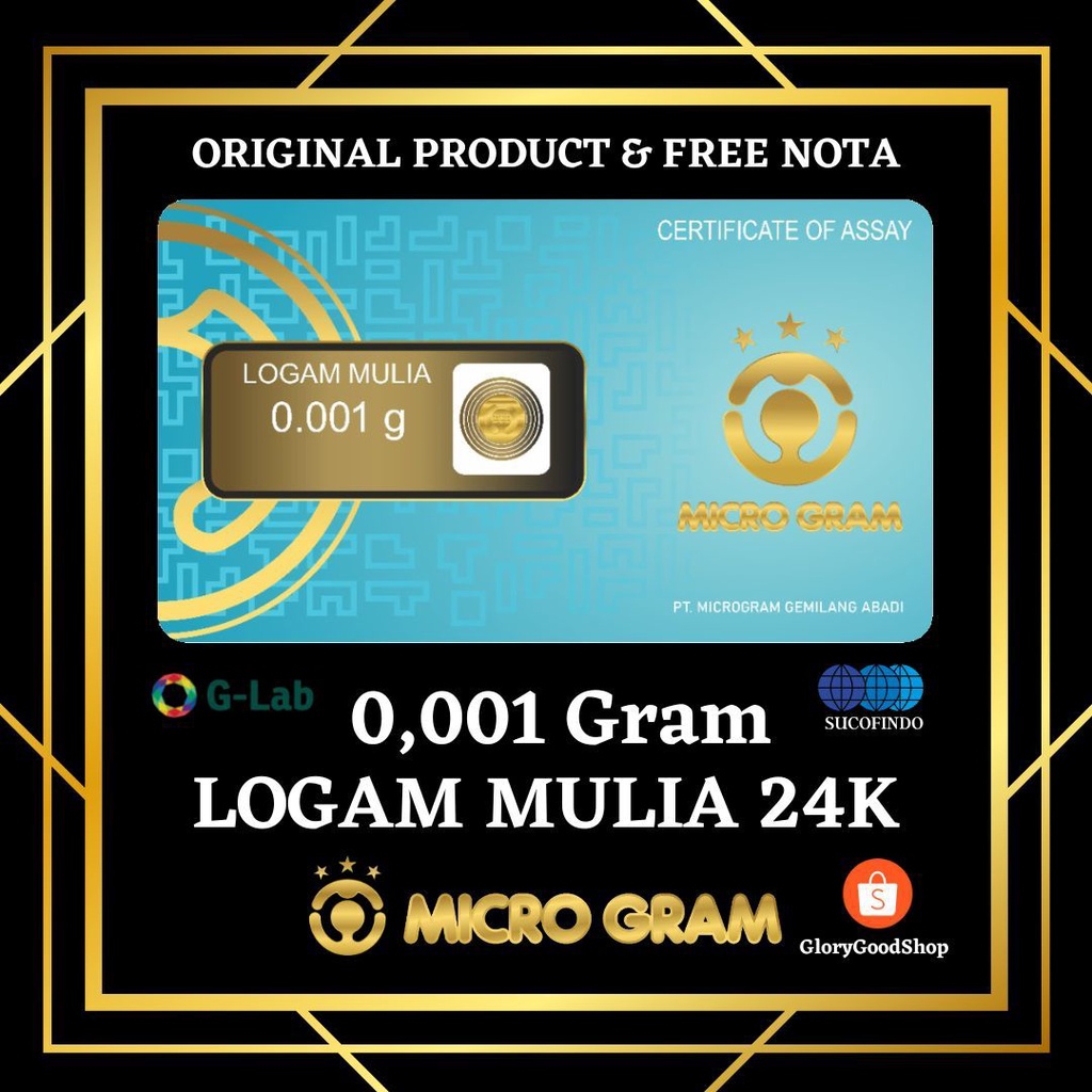 Emas Micro Gram 0,001 Logam Mulia 24 Karat Mini Gold Mini Gram Baby Gold