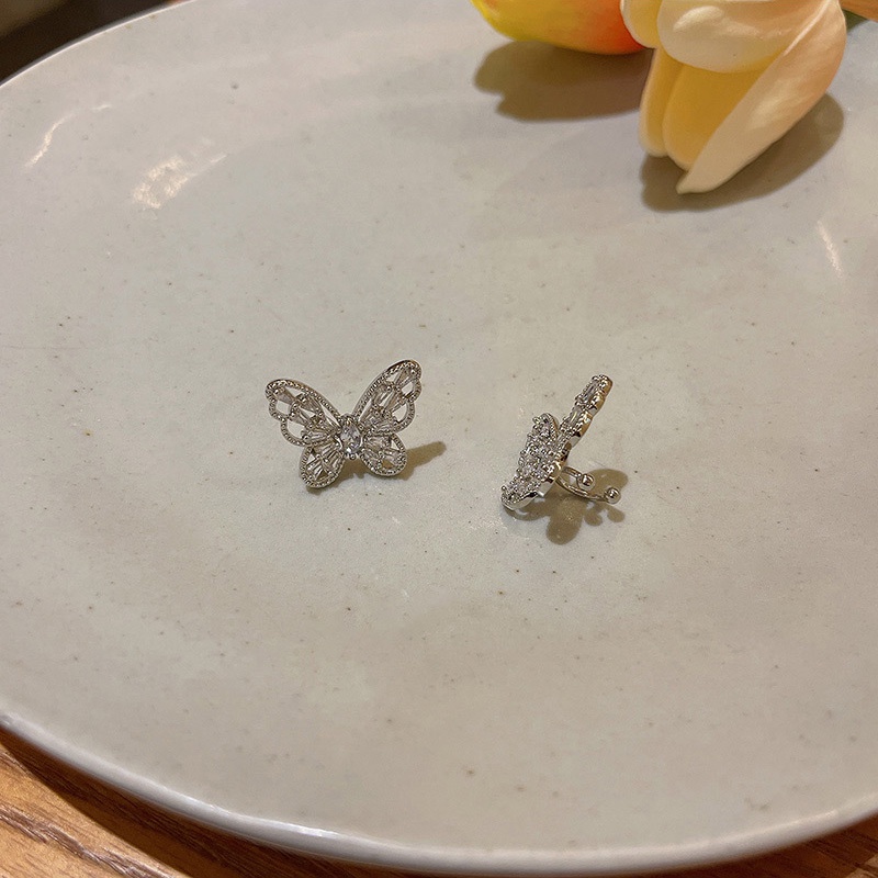 Anting Klip Desain Pita Hias Berlian Zircon Untuk Wanita