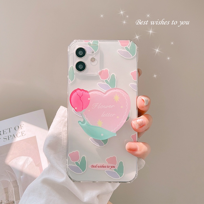 Casing Iphone 7 8 PLUS X XR XS 11 12 MINI PRO MAX SE 2020 Motif Bunga Tulip