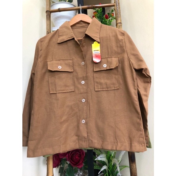 L-N LANORI KEMEJA LINEN KANCING BUTON PREMIUM WANITA - KEMEJA WANITA-MOCCA