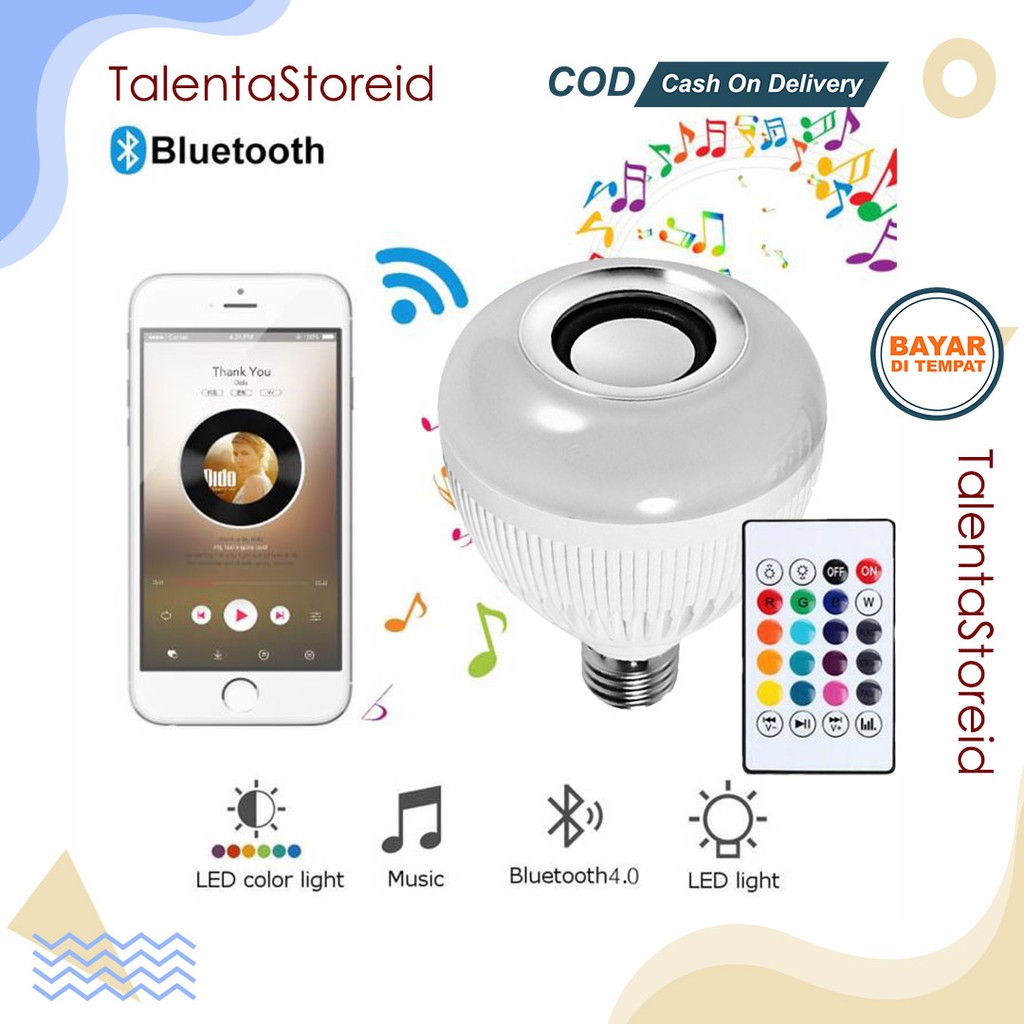 Bohlam Speaker Wireless Lampu LED Smart LED Music Light Bluetooth