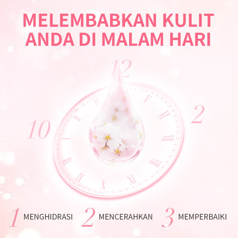 LAIKOU Masker Tidur Sakura Melembabkan Krim Gel Masker Menghilangkan Bintik 1pc 3g