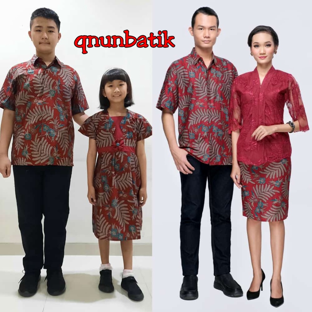 QNUNBATIK COUPLE ROK N BLUS ROSITA BROKAT MERAH