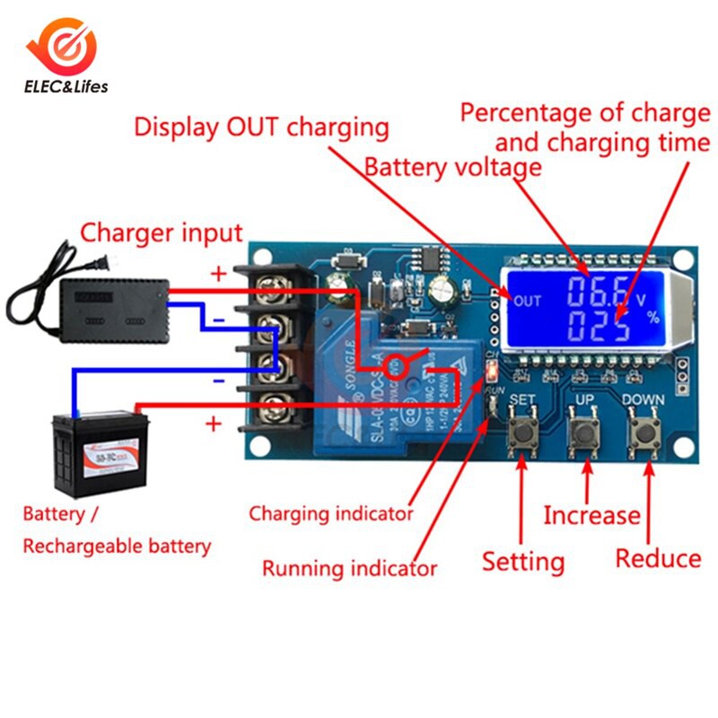 30A 6-60V Lead-acid Lithium Battery Charger Control Module Automatic charging control Overcharge