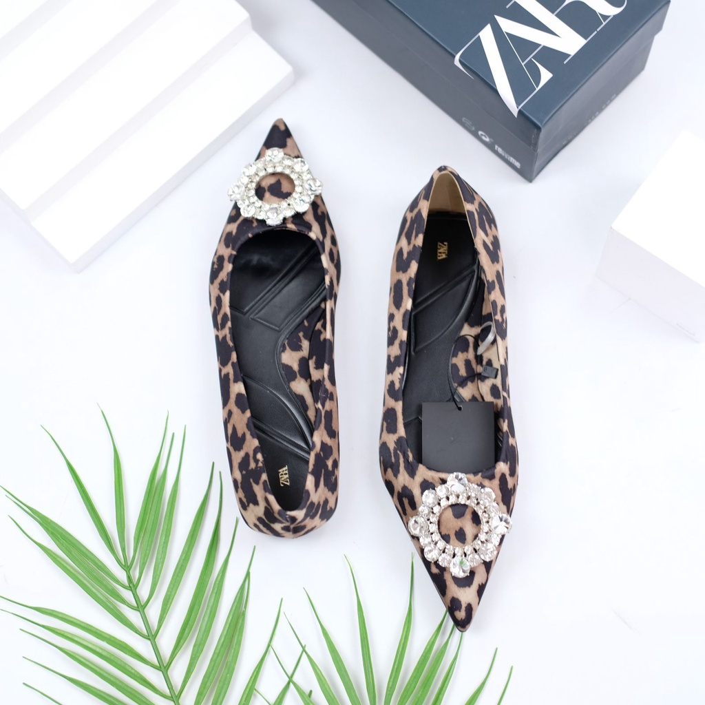 [7.7 Boombastis Sale⚡] - SEPATU WANITA ZS416 LEOPARD FLAT SHOES PREMIUM IMPORT