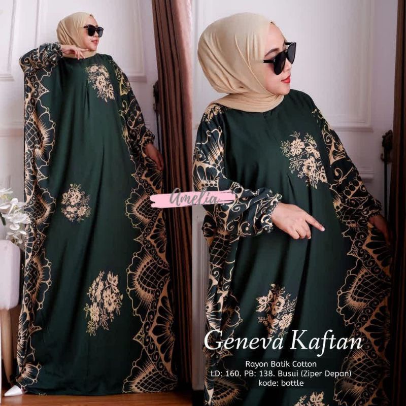 KAFTAN GENEVA JUMBO BAHAN ADEM GAMIS KAFTAN WANITA JUMBO TERLARIS