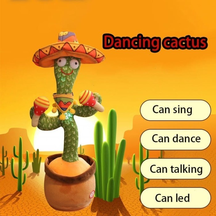 Dancing Kaktus Cactus Mainan Kaktus Joget | Mainan Kaktus Menari | Kaktus Goyang Bisa Meniru Suara