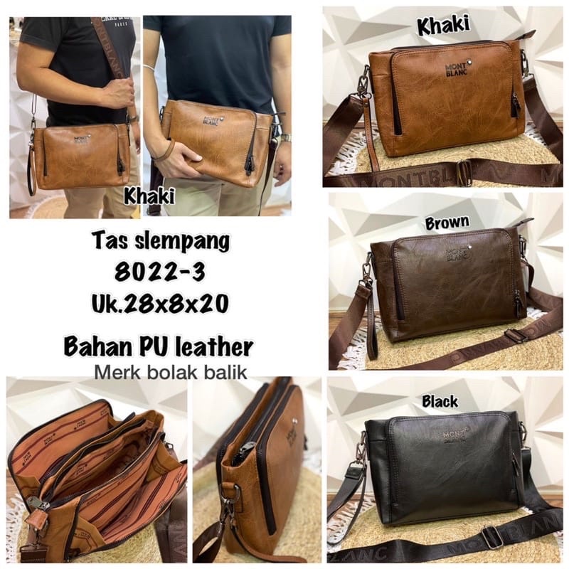 Handbag Selempang Model Clutch Pria/wanita MB 8022 Bahan PU Leather Import