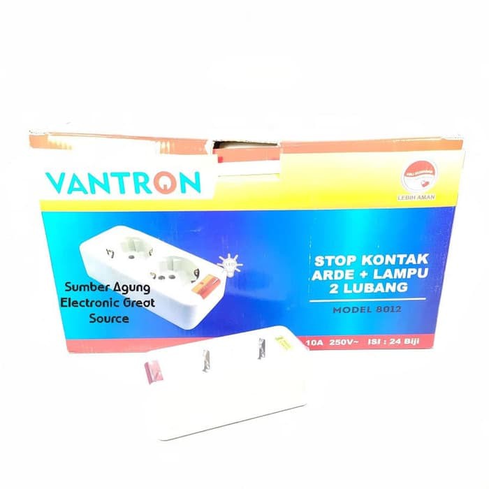 Vantron Stop Kontak Arde Lampu 2 Lubang Dua Model 8012 Berkualitas