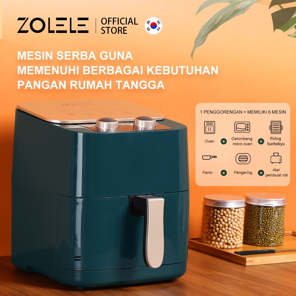 ZOLELE Air Fryer Penggoreng Tanpa Minyak 6.5L Mesin Elektrik Penggorengan Low Watt Panci Serbaguna Fry Pan Listrik Kitchen Magic Com Steamer Non-Stick Cook Pot Air Fryer LCD Touch Control Digital Airfryer Oven ZA002