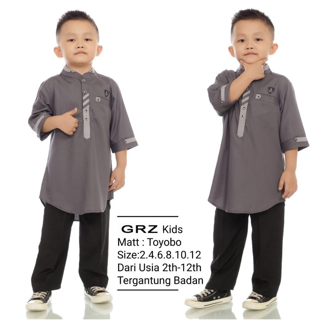Mecca_shop24-Koko Anak Setelan Cowok Grazzi Arrival Grey-Koko Anak Setcel Terbaru 2022