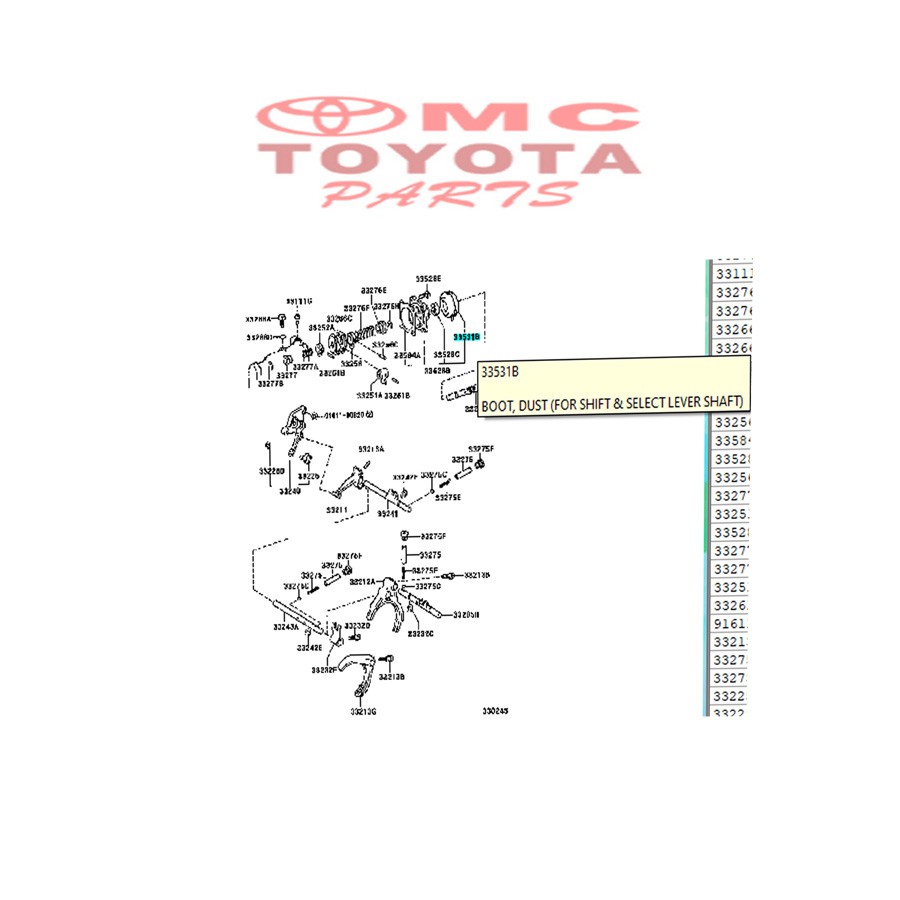 Karet Boot Dust For Shift Lever Shaft Altis Yaris Vios 33531-12020