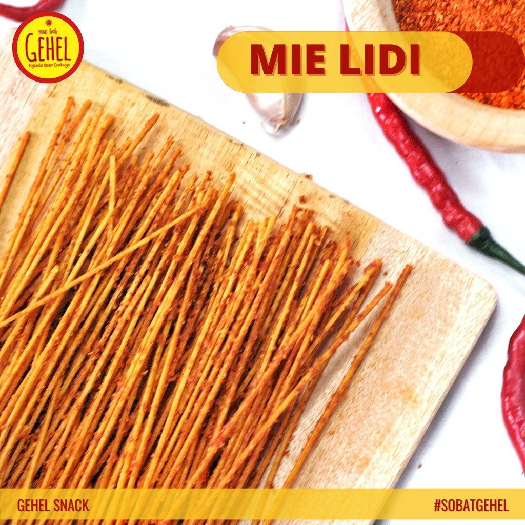 

Gehel Snack Mie Lidi Terenak Lezat Asin Gurih Extra Pedas Jeruk Isi 66gr