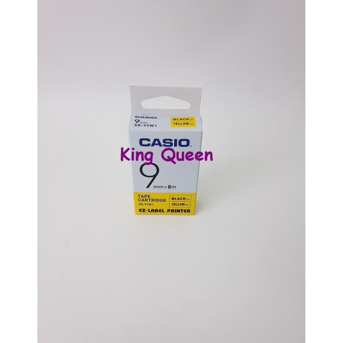 

BARANG BARU EZ- Label Casio Tape Cartridge XR-9YW1 Black INK Yellow 9MM X 8m