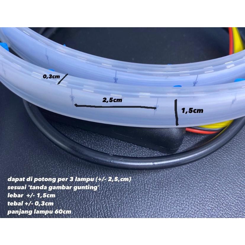 Lampu Alis LED slim alis DRL fleksibel waterproof 12/24 V 45 cm 60 cm