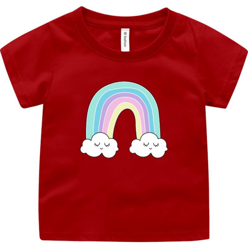 Baju Oblong Anak Laki Laki &amp; Perempuan Pelangi T shirt Cewek Atasan Anak Perempuan