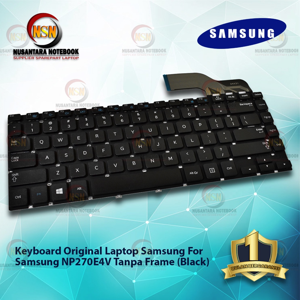 Keyboard Laptop Samsung NP270E4V Tanpa Frame Black