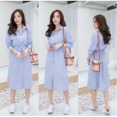 Kotakria Tunik Dress Wanita Casual Daily Hangout OOTD Trendy Motif Kotak-kotak  Kekinian 2022