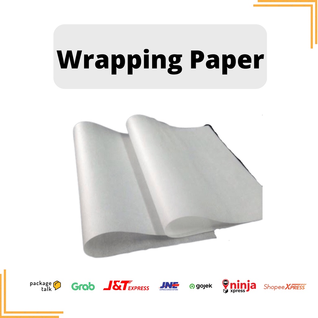

packagetalk - wrapping paper/kertas wrapping/kertas bungkus/kertas putih food grade ukuran 54x26