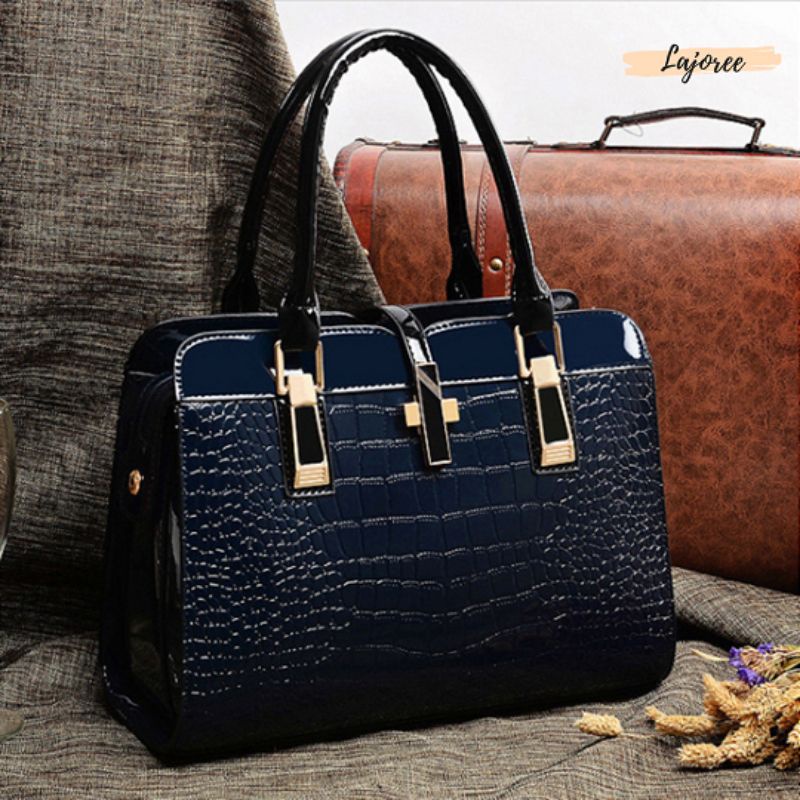 LAJOREE Croco Handbag Tas Branded Croco Bag Mewah Import HandBag Pesta Jinjing Ibu Ibu Wanita Besar Jumbo Tas Hand Bag Kasual Crocodile import impor batam kulit tebal cewek cewe jinjing selempang formal wanita ibu pejabat crocobag slempang fashion