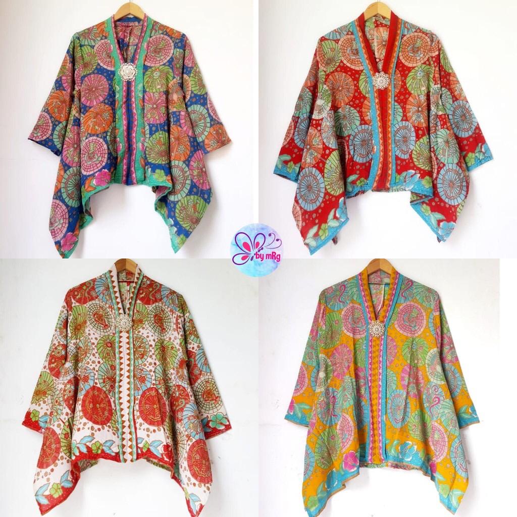 PREMIUM Blus Kartini Batik Payung Motif Batik Cap Wanita Karir Manis Seragam Bahan Kain