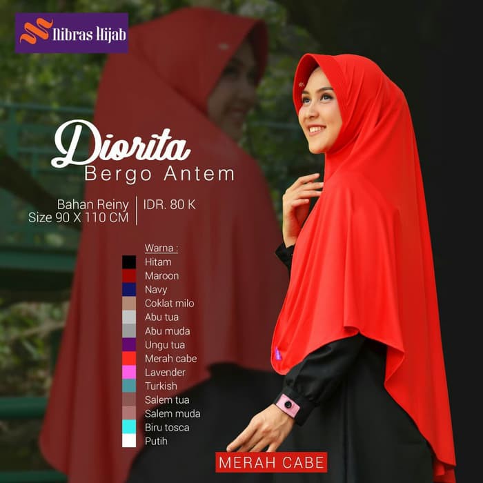 Nibras Hijab Diorita Jilbab Bergo Warna Merah Cabe Bhn Reiny Pet Antem