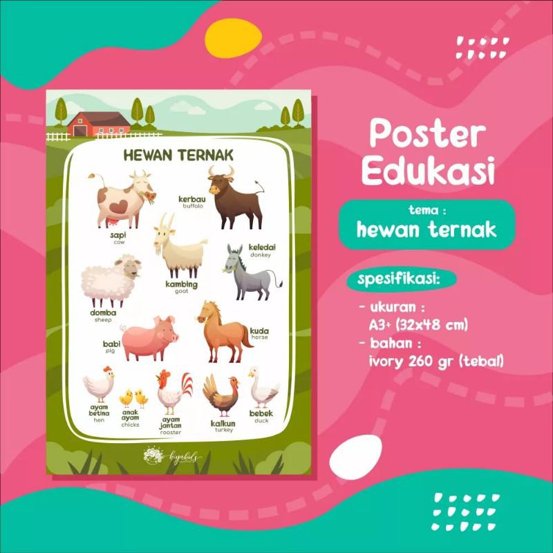 kiyakiyakids ~ Poster edukasi mengenal hewan ternak - Media belajar anak