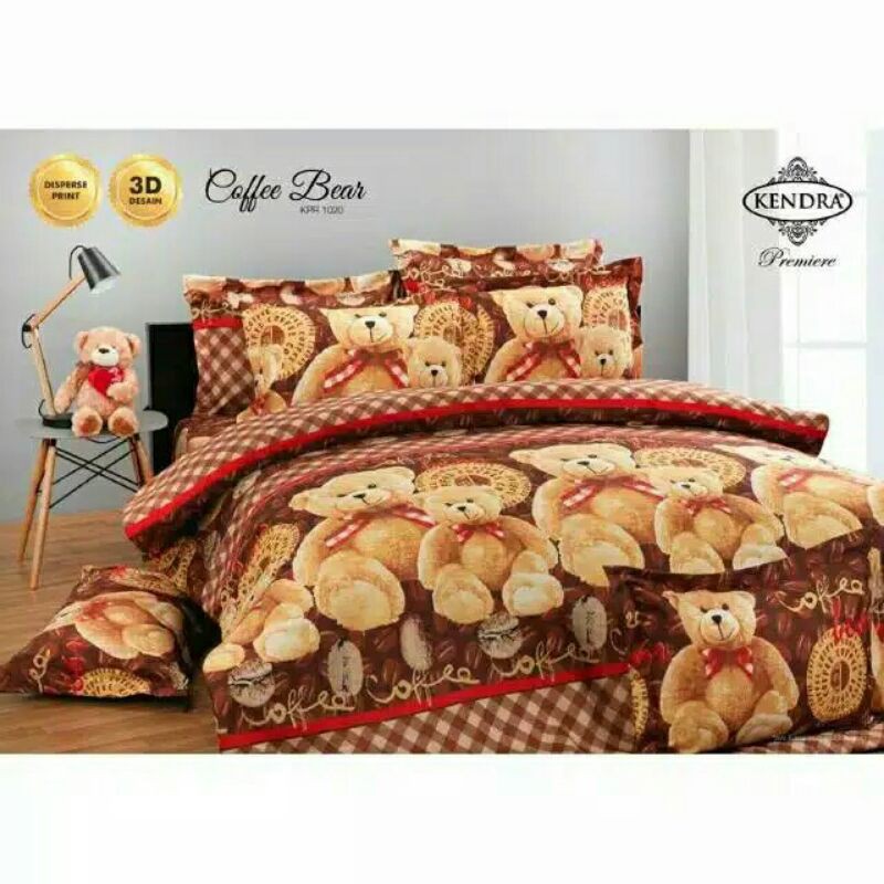 BEDCOVER + SPREI RUMBAI 180X200 KENDRA PREMIER COFFEE BEAR