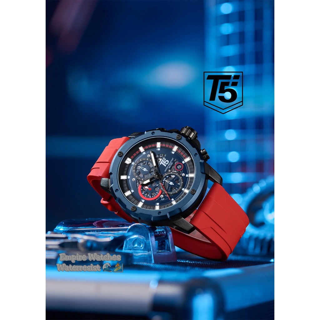 Jam Tangan T5 H3939G H3939 3939 Pria Cowok Analog Chrono dan Tanggal Aktif Strap Rubber Kualitas Ori