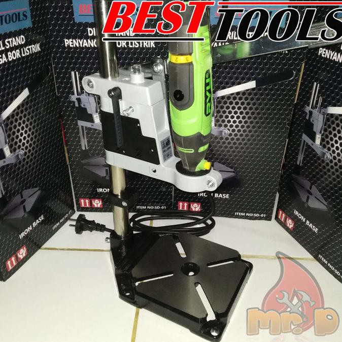 Stand Drill, Dudukan Bor, Stand Bor -Pegangan Bor Iron Base