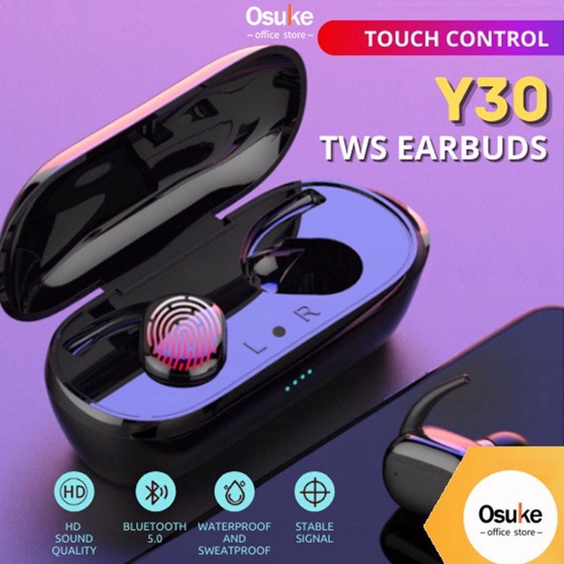 TWS Y30 Wireless  Headset Bluetooth 5.0 Earphones   HIFI Stereo  Earbuds with Mic In-Ear Cocok Untuk Android