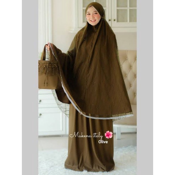 Mukena Italy Dewasa ORI 100% DELANOVA JUMBO MEWAH