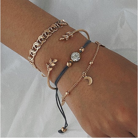 YEEZII 20Types Fashion Multilayer Gelang Emas Sets Bohemia Kupu-kupu Star Moon Bentuk Hati Perhiasan Wanita Aksesoris