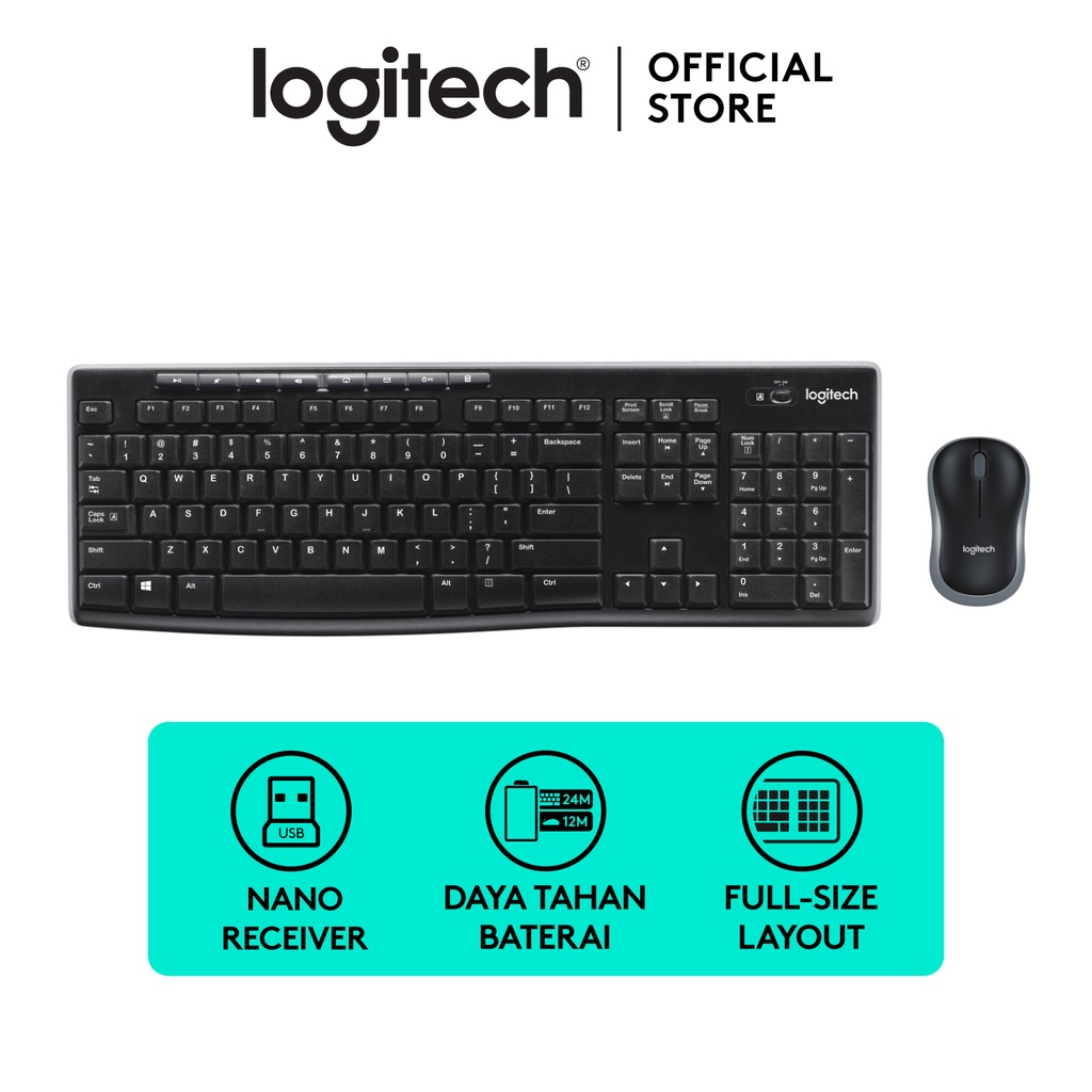 Logitech Keyboard + Mouse Wireless MK270R