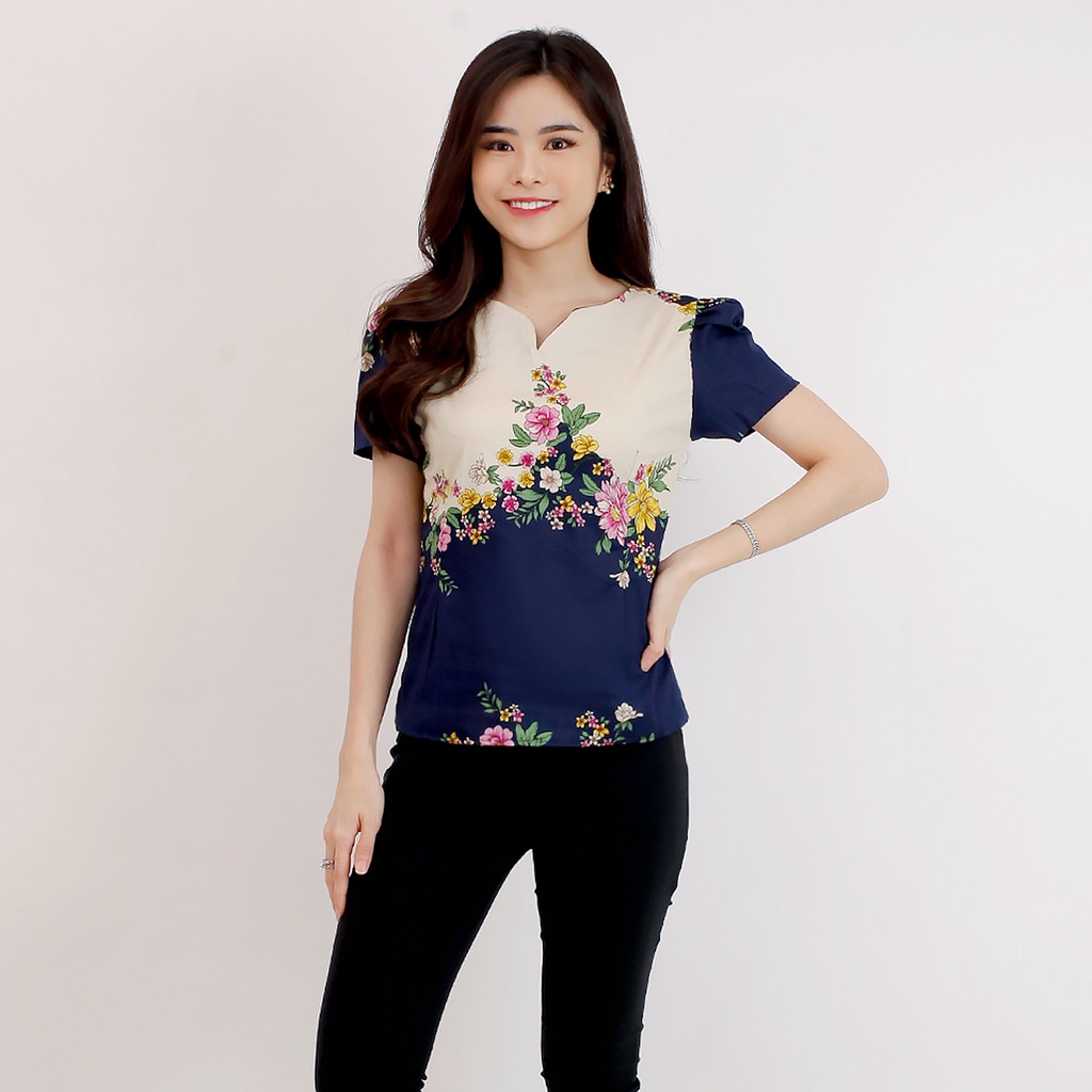 ATASAN BATIK WANITA 632-Navy Flow