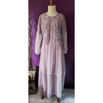 ASLINYA CANTIK BANGET GAMIS Brukat mix tile dot warna Taro