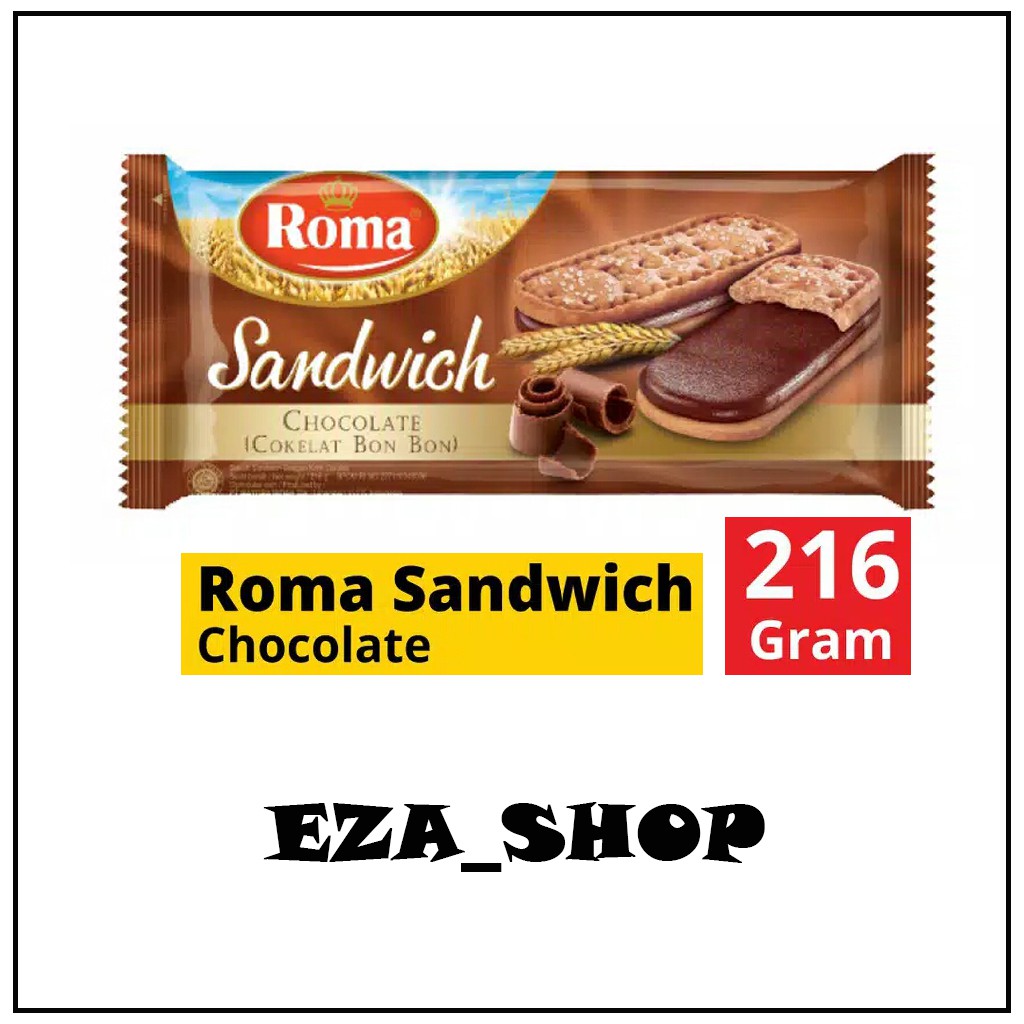 

ROMA SANDWICH CHOCOLATE 216 gr / WAFER KILOAN / MAKANAN RINGAN