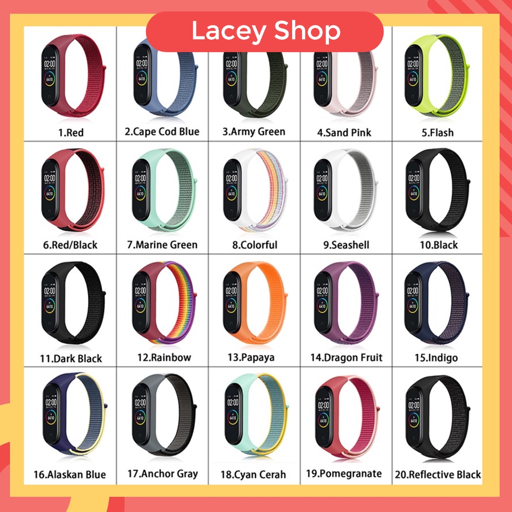 Tali Nylon Strap Xiaomi Miband 3 4 5 6 7 Velcro Band