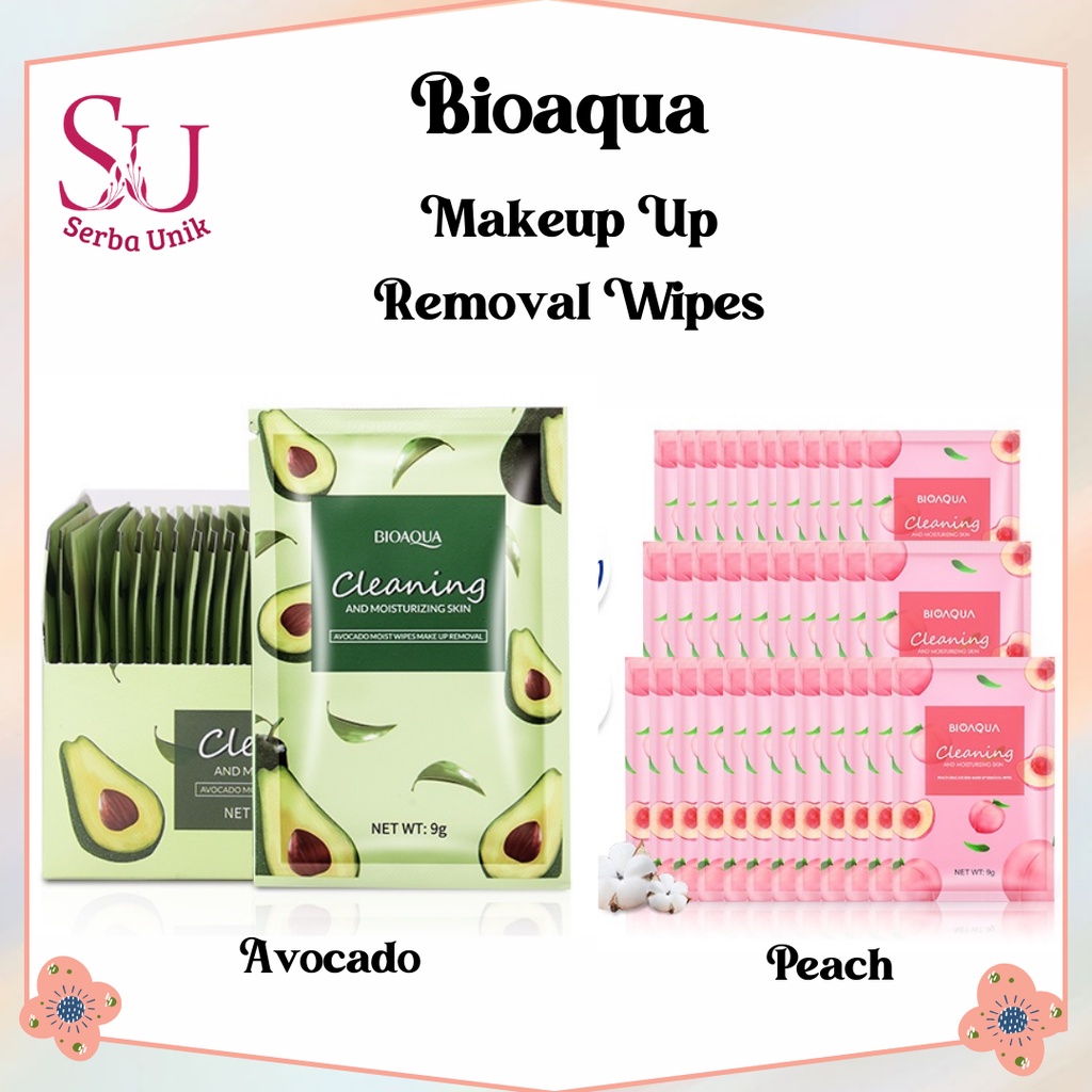 Bioaqua Peach Delicate Skin Makeup Removal Wipes &amp; Avocado Moist Wipes Makeup Removal 9g