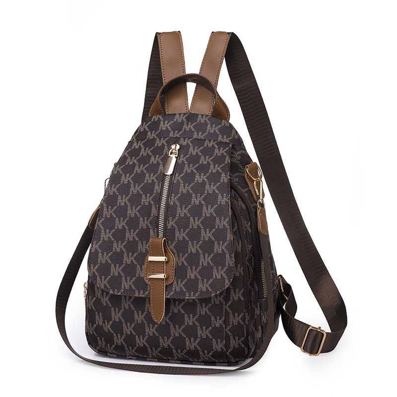 tahan air Tas Ransel Wanita Kulit buatan waterproof Multifungsi Tas Selempang Bahu Backpack women kecil Ransel women shoulder bags import 1008-Brown