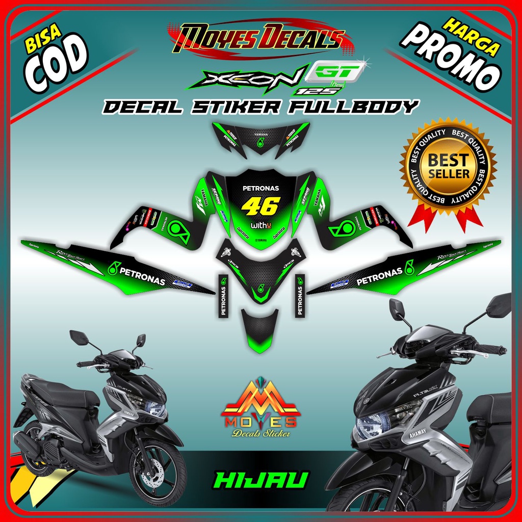 decal xeon gt 125 stiker decal motor xeon gt 125 stiker xeon gt 125 full body petronas hijau- spec C