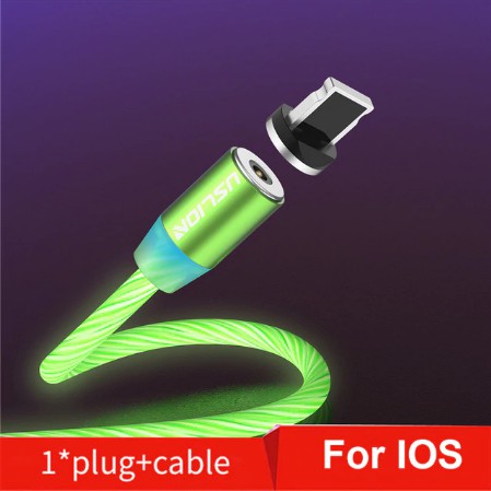 Kabel Data LED USLION Tipe IOS Fast Charging (Hijau)