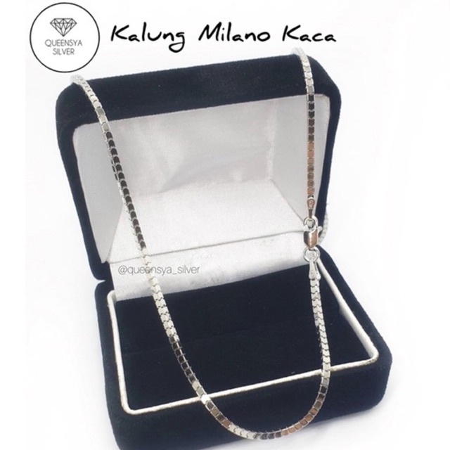 Kalung Gelang Perak Wanita Model Emas MILANO KACA Fashion Korea Lapis Emas Putih Asli Silver 925