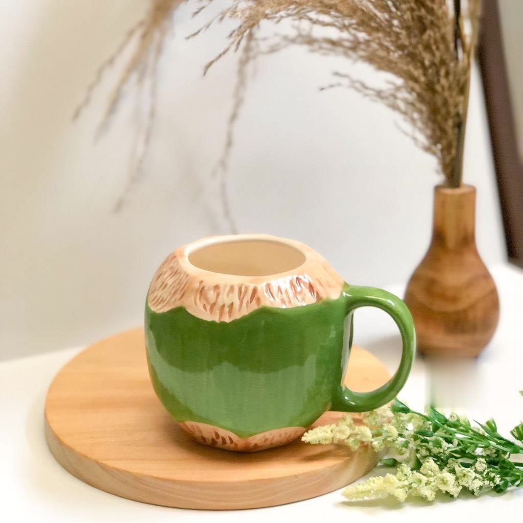 READY STOK Cangkir Kaca Cangkir Mug Motif Kelapa Muda 3D Cantik Unik Cangkir Gelas Cangkir Motif Kel