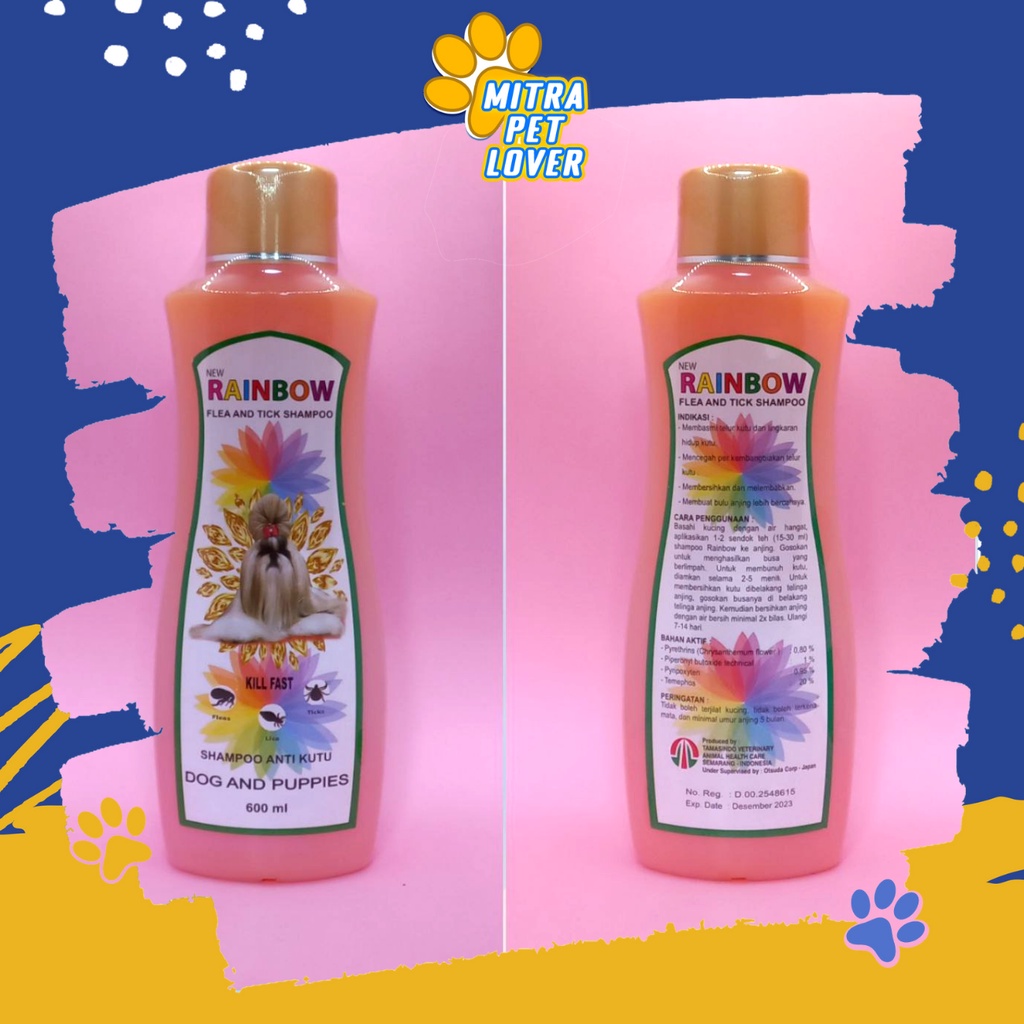 SHAMPO ANTI KUTU ANJING - RAINBOW DOG 600 ML SHAMPOO - HARUM WANGI AROMA BUNGA KRISAN BULU HALUS LEMBUT BERSIH SEGAR SAMPO - MURAH GARANSI KUALITAS ASLI ORIGINAL - PET ANIMAL HEALTHCARE VETERINARY TAMASINDO OBAT &amp; VITAMIN HEWAN PELIHARAAN MITRAPETLOVER