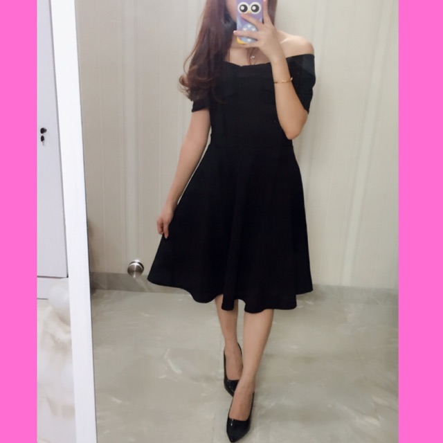 Dress sabrina hitam
